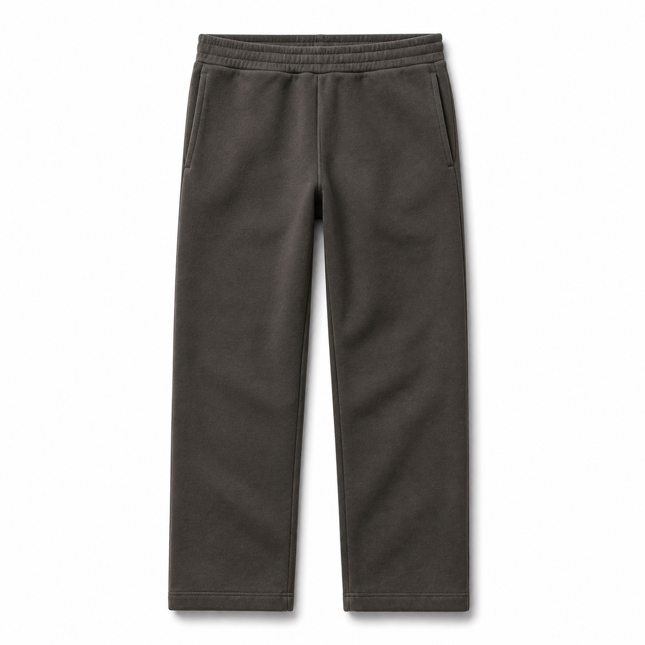 Charcoal straight-leg fleece joggers with side pockets
