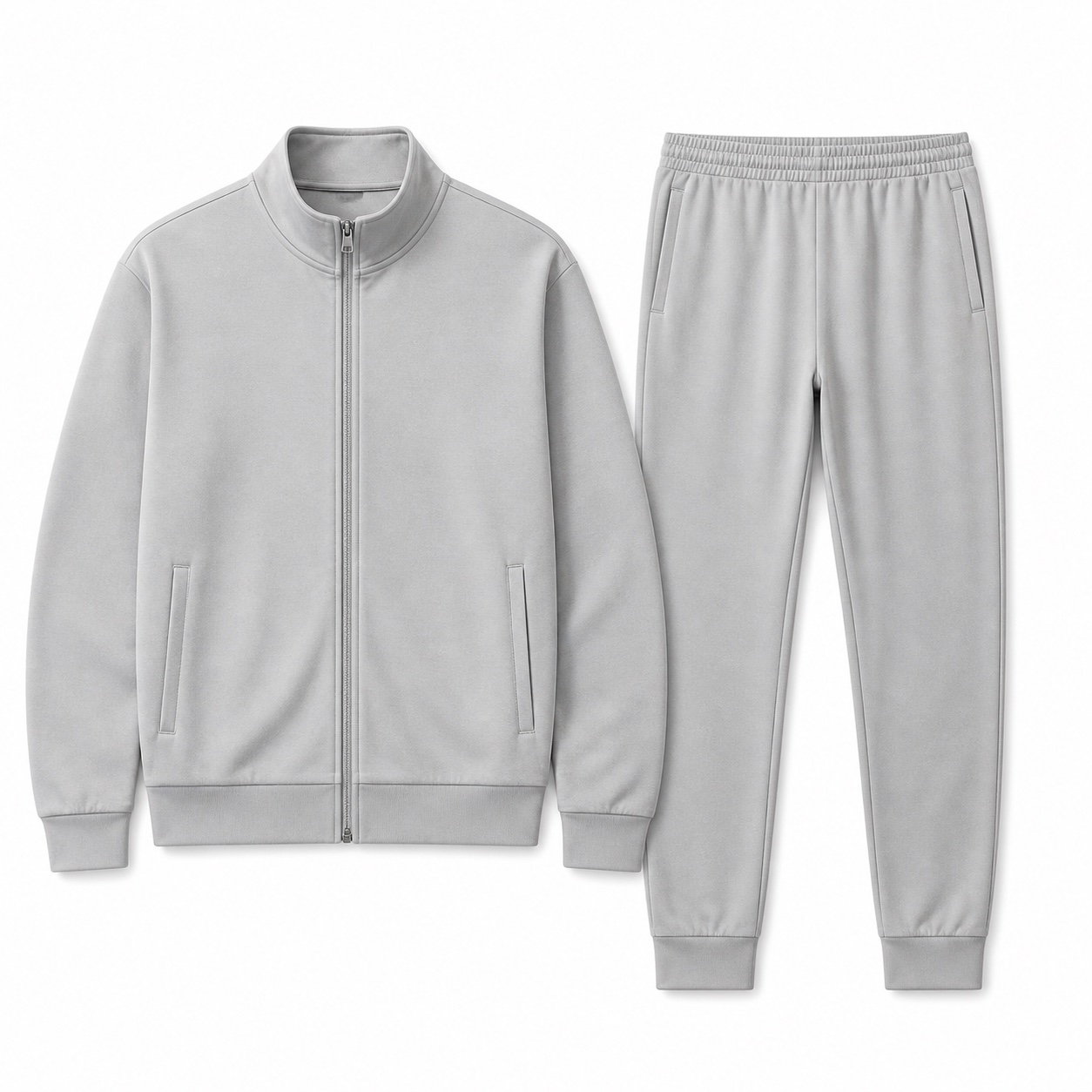 Light gray zip jacket and matching joggers